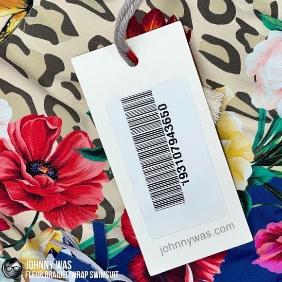 JOHNNY WAS FLEUR BRAIDED WRAP ONE PIECE SWIMSUIT IN FLORAL BLUE PLUS SIZE 2X NEW - Picture 11 of 15
